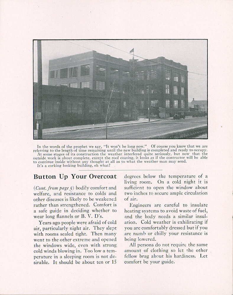 Westclox Tick talk, January 20, 1930 (Factory Edition), Vol. 15 No. 14 > 6. Factory: The New Building Is Almost Ready To Occupy.