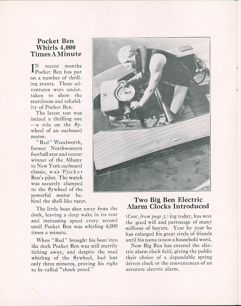 Westclox Tick Talk, August 20, 1931 (Factory Edition), Vol. 17 No. 4 > 4. New Models: "Two New Big Ben Electric Alarm Clocks Introduced"