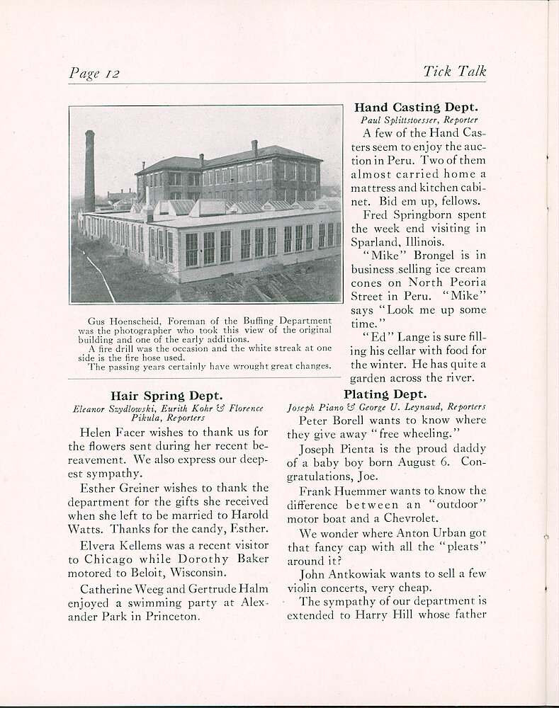 Westclox Tick Talk, August 20, 1931 (Factory Edition), Vol. 17 No. 4 > 12. Historical Picture: Original Building And An Early Addition.