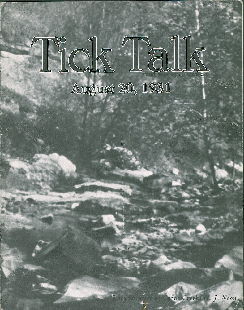 Westclox Tick Talk, August 20, 1931 (Factory Edition), Vol. 17 No. 4 > F. Picture: "Late Summer At Cedar Creek" — H. J. Noon