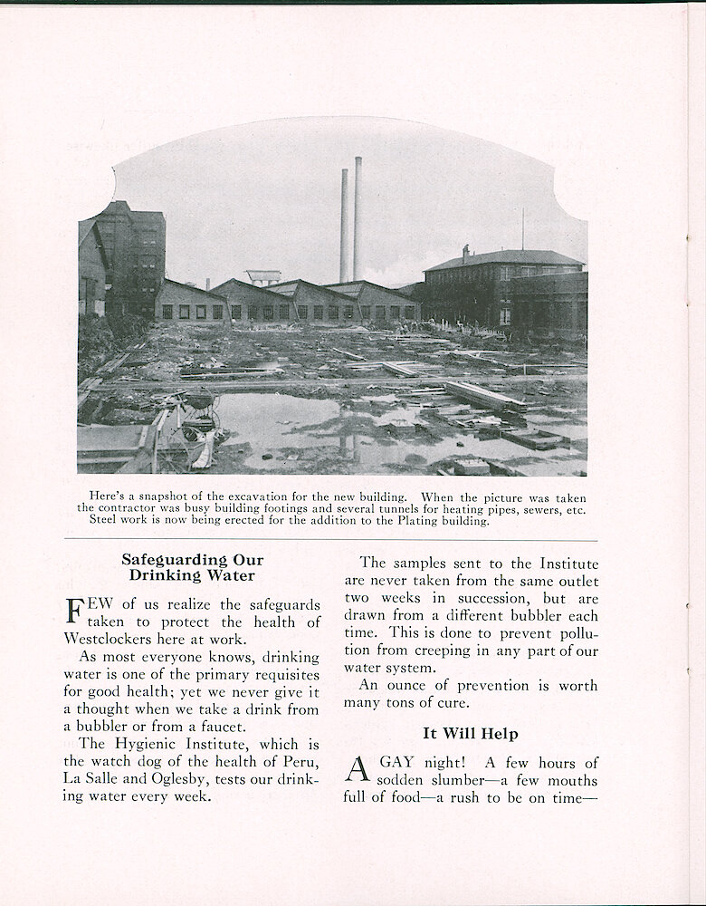 Westclox Tick Talk, April 23, 1937 (Factory Edition), Vol. 22 No. 2 > 12. Factory: Excavation For New Building.