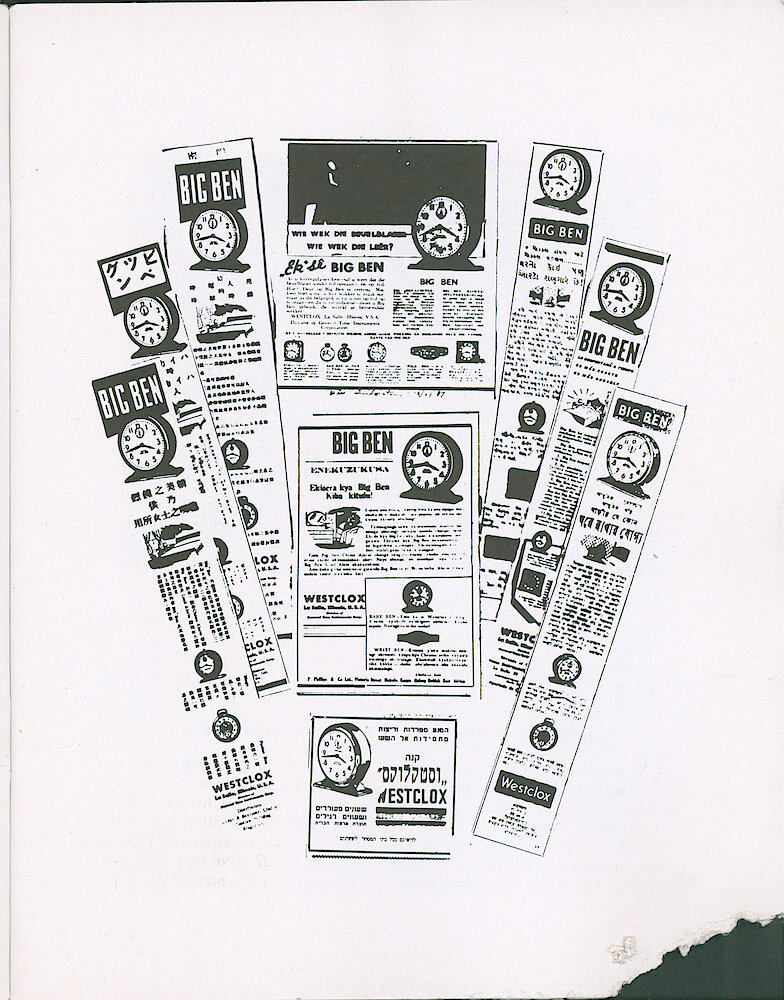Westclox Tick Talk, April 25, 1938 (Factory Edition), Vol. 23 No. 3 > 5. Advertisements: Marketing: "Westclox Sold In 68 Countries" Article/caption On Page 4.