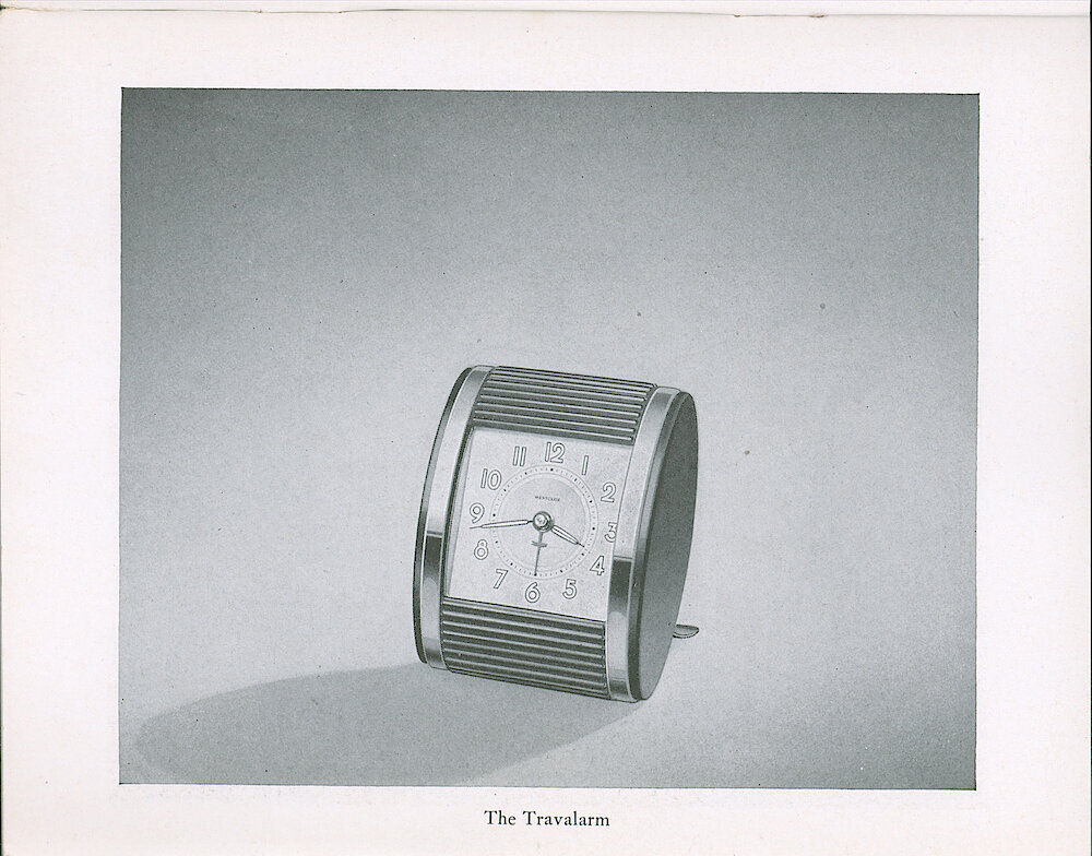 Westclox Tick Talk, August 5, 1938 (Factory Edition), Vol. 23 No. 6 > 3. New Models: Travalarm, Ivory Finish Table Clock. Picture: Travalarm, Black And Nickel.