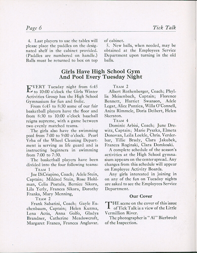 Westclox Tick Talk, November 18, 1938 (Factory Edition), Vol. 23 No. 9 > 6. Cover Caption: View Of Little Vermillion River By "Al" Bierbrodt.