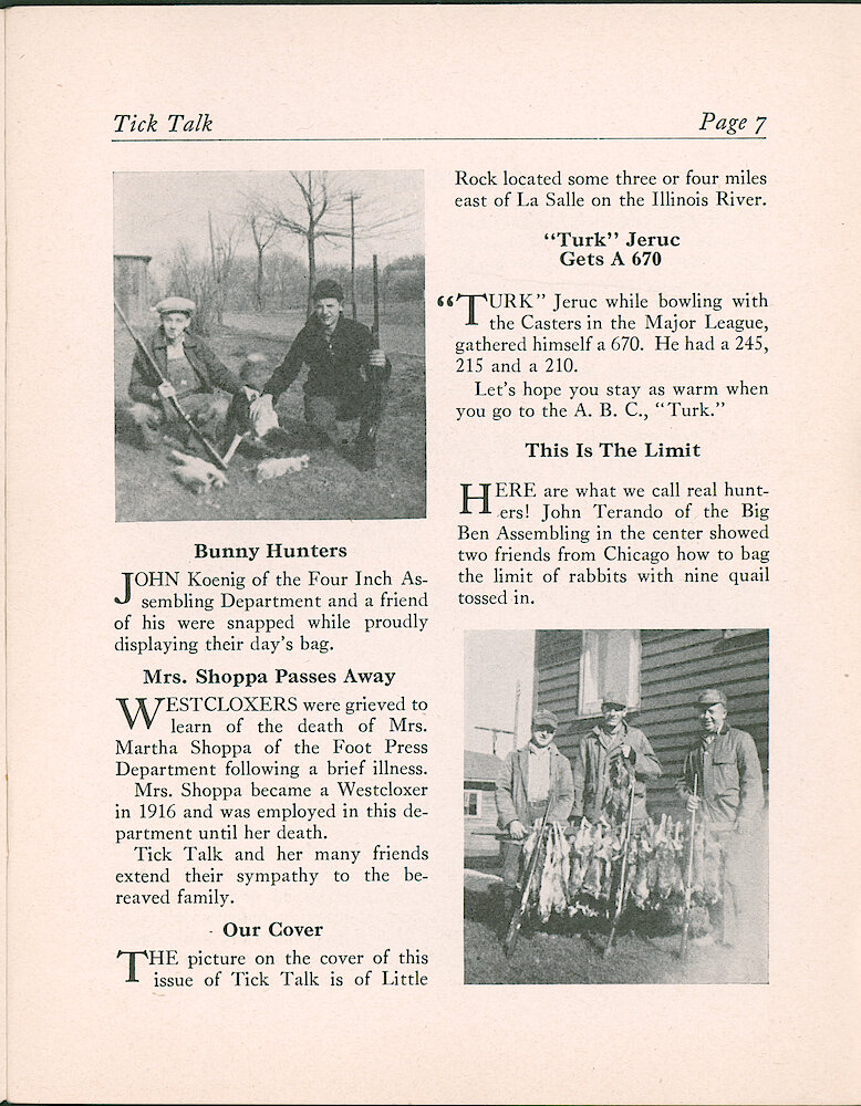 Westclox Tick Talk, January 20, 1939 (Factory Edition), Vol. 24 No. 1 > 7. Cover Caption: Little Rock Located Some Three Or Four Miles East Of La Salle On The Illinois River.