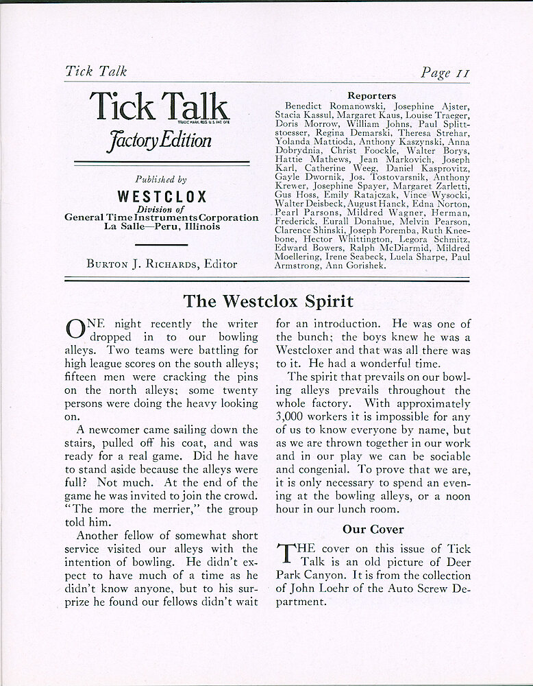 Westclox Tick Talk, April 26, 1939 (Factory Edition), Vol. 24 No. 4 > 11. Picture Caption: Old Picture Of Deer Park Canyon - From Collection Of John Loehr.