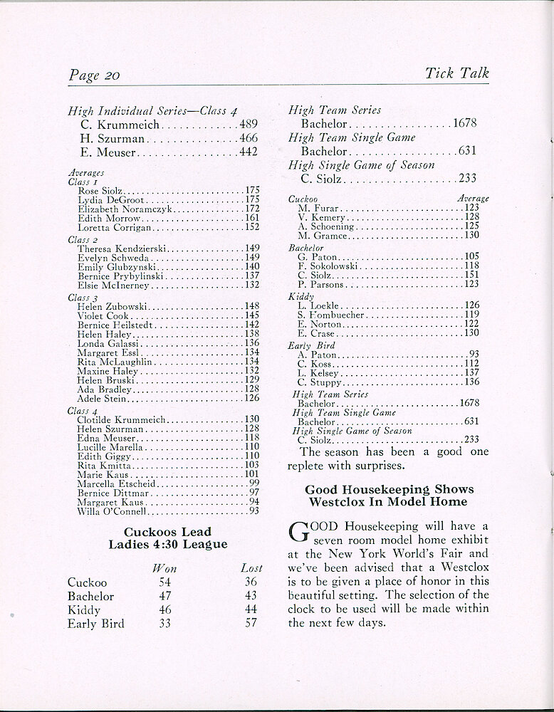 Westclox Tick Talk, April 26, 1939 (Factory Edition), Vol. 24 No. 4 > 20. Marketing: "Good Housekeeping Shows Westclox In Model Home"