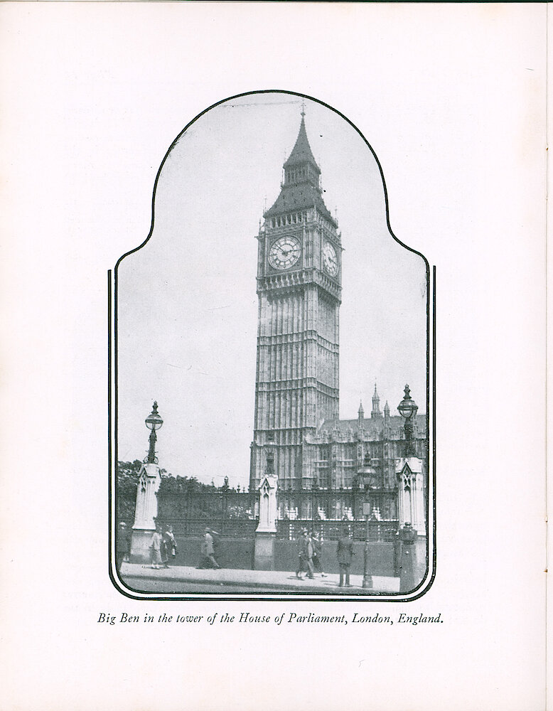 Westclox Tick Talk, August 1939 (Factory edition), Vol. 24 No. 8 > 12. Picture: Big Ben In London. See Page 13 For Article.