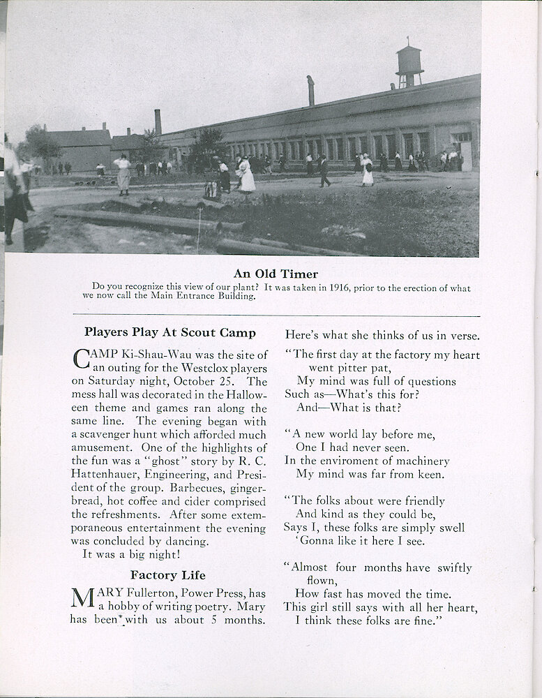 Westclox Tick Talk, October 1941 (Factory Edition), Vol. 26 No. 9 > 20. Historical Picture: 1916, Before The Main Entrance Building Was Built.