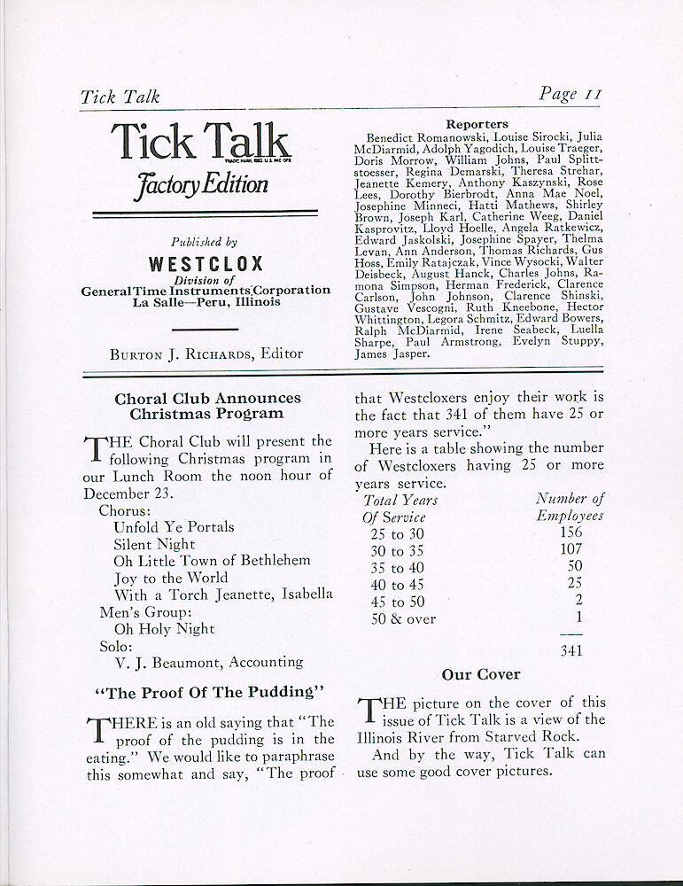 Westclox Tick Talk, November 1941 (Factory Edition), Vol. 26 No. 10 > 11. Cover Caption: View Of Illinois River From Starved Rock. And By The Way, Tick Talk Can Use Some Good Cover Pictures.