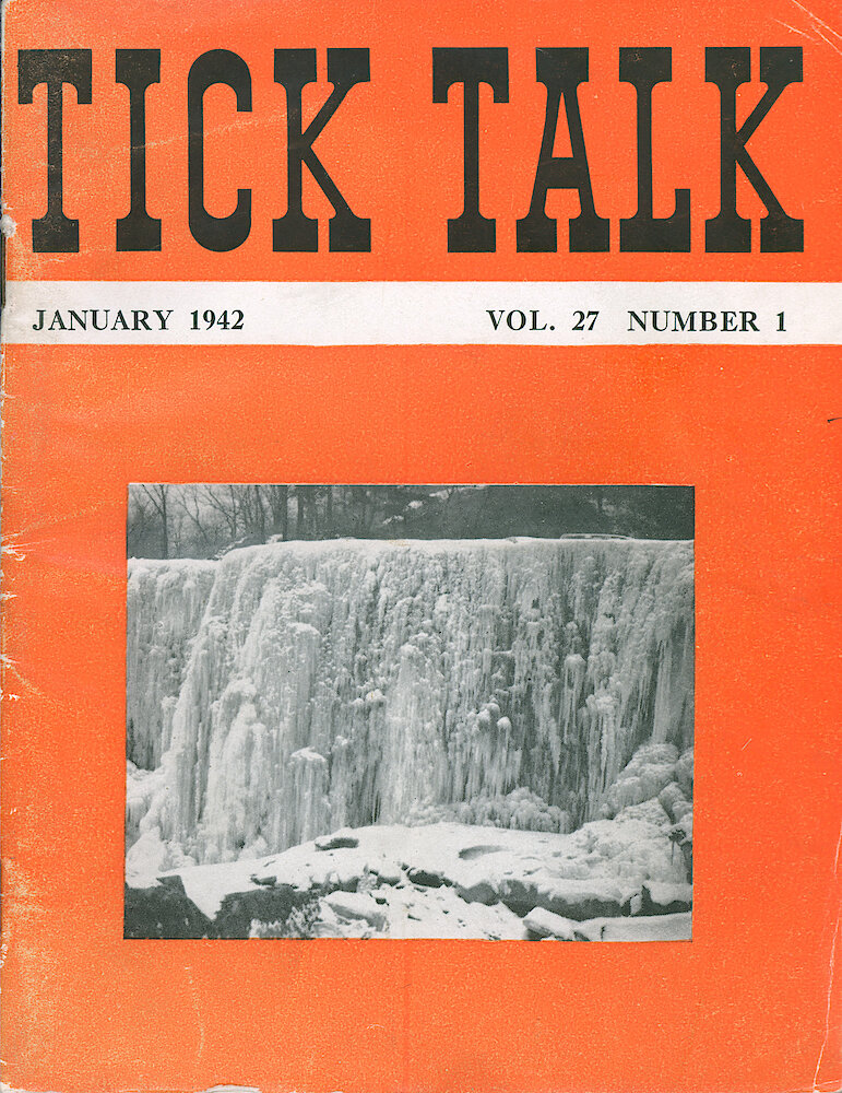 Westclox Tick Talk, January 1942 (Factory Edition), Vol. 27 No. 1 > F. Picture: Bailey Falls In Mid-winter By Ray Pierce. Caption On Page 4.