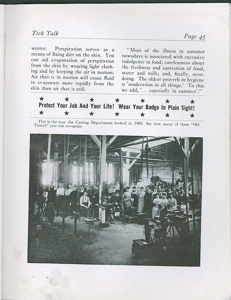 Westclox Tick Talk, June 1943, Vol. 28 No. 6 > 45. Historical Picture: The Casting Department In 1905.