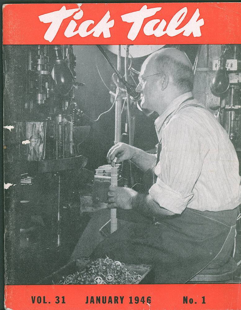 Westclox Tick Talk, January 1946, Vol. 31 No. 1 > F. Factory: George Arbuckle Of The Casting Department. Caption On Page 9.