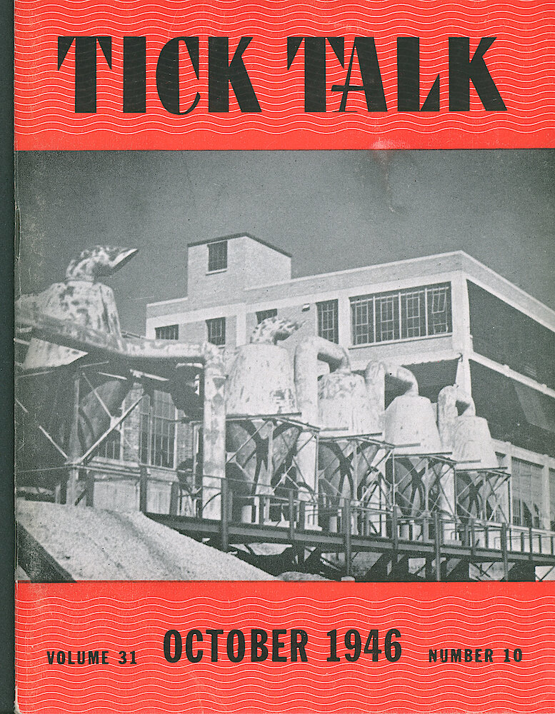 Westclox Tick Talk, October 1946, Vol. 31 No. 10 > F. Factory: The Dust Collectors At The Back Of The Factory (caption On Page14).