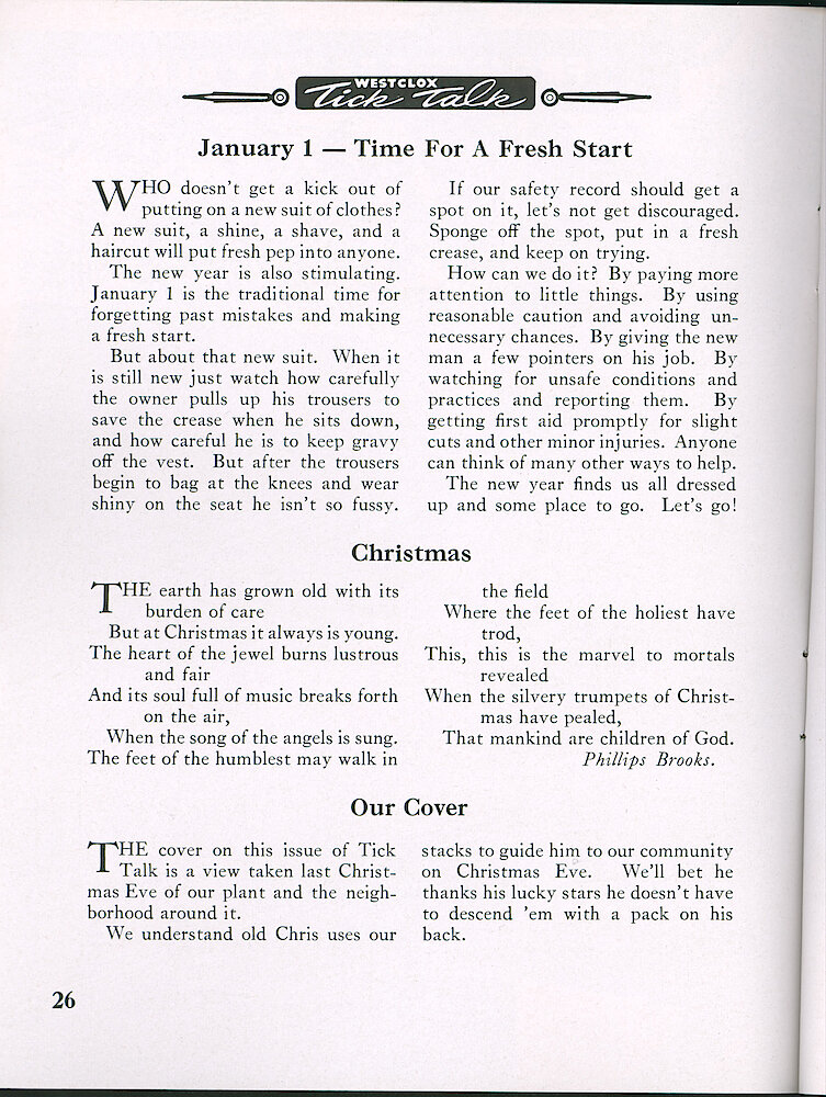 Westclox Tick Talk, December 1948, Vol. 33 No. 12 > 26. Cover Caption: Christmas Cover.