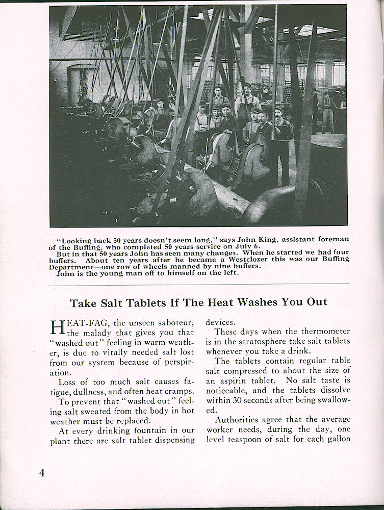 Westclox Tick Talk, August 1949, Vol. 34 No. 8 > 4. Historical Picture: Buffing Department About 1909.