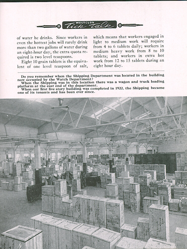 Westclox Tick Talk, August 1949, Vol. 34 No. 8 > 5. Historical Picture: Shipping Department Before 1922.