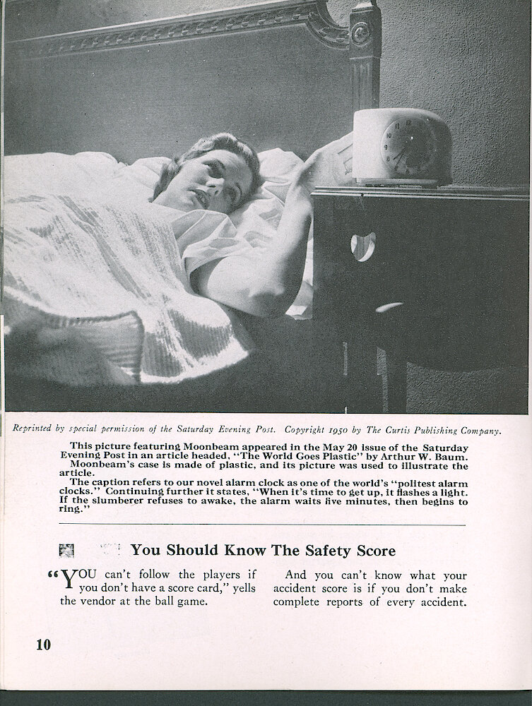 Westclox Tick Talk, June 1950, Vol. 35 No. 6 > 10. Marketing: Picture: A Picture Featuring Moonbeam Electric Appeared In The Article "The World Goes Plastic" In The May 20 1950 Saturday Evening Post.