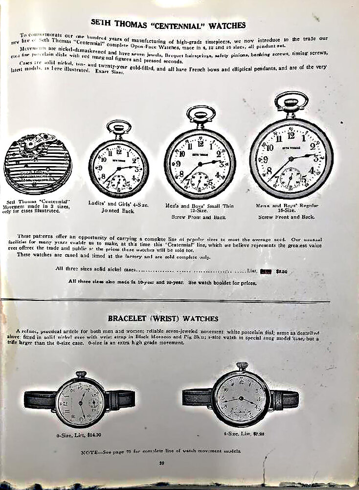 1813 - 1913 Centennial Catalog - Seth Thomas Clock Company Catalog No. 700 > 29