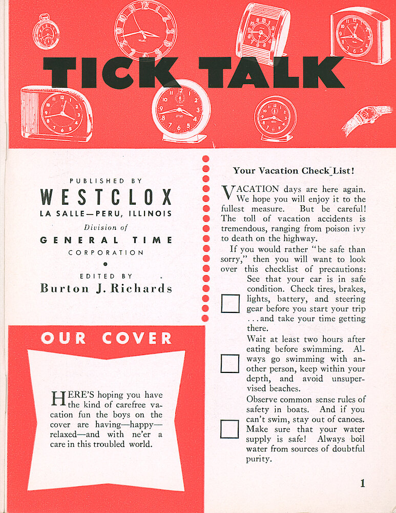 Westclox Tick Talk, July 1953, Vol. 38 No. 7 > 1. Cover Caption: Vacation