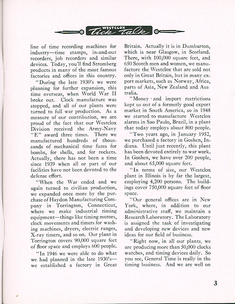 Westclox Tick Talk, February 1954, Vol. 39 No. 2 > 3. Corporate: Historical Article: "General Time President Hawthorne Addresses Athens Chamber Of Commerce"