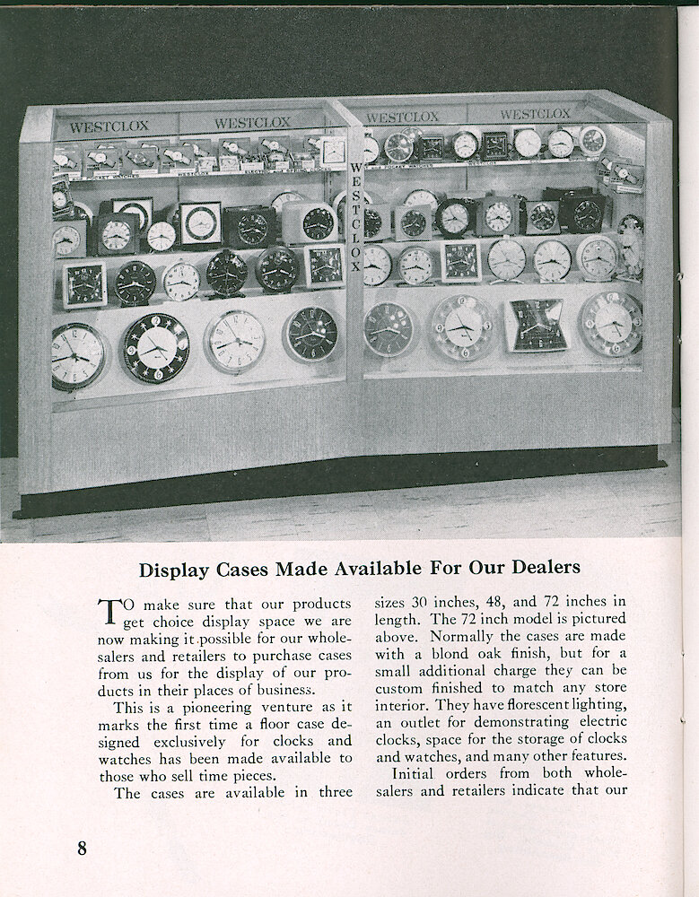 Westclox Tick Talk, September 1956, Vol. 41 No. 7 > 8. Marketing: "Display Cases Made Available To Our Dealers"