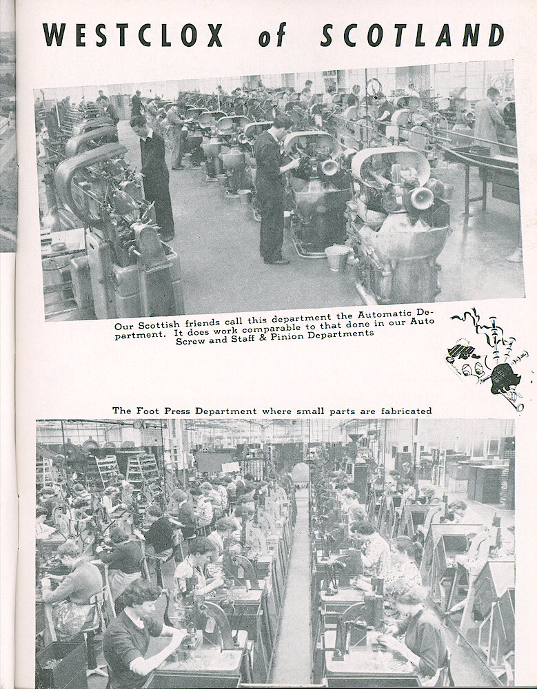 Westclox Tick Talk, October 1956, Vol. 41 No. 8 > 5. Factory: Corporate: "General Time&039;s Scottish Plant Now Producing 8000 Timepieces A Day"