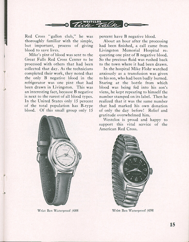 Westclox Tick Talk, February 1957, Vol. 42 No. 2 > 15. New Models: Pictures Of Wrist Ben 688 And 698 (Style 4a).