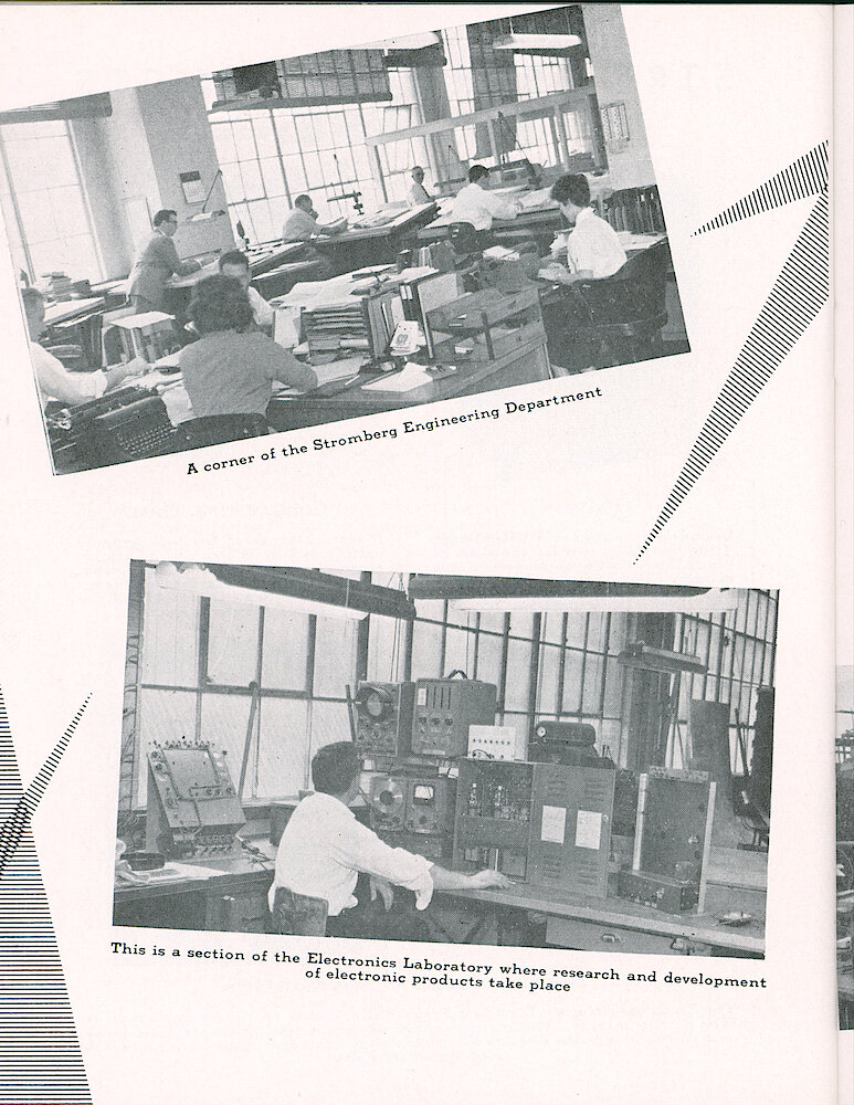 Westclox Tick Talk, March 1957, Vol. 42 No. 3 > 34. Corporate: "Stromberg Time Corporation Subsidiary Of General Time Corporation, Thomaston, Connecticut" Pictures Of Stromberg Engineering Department And Electronics Laboratory.