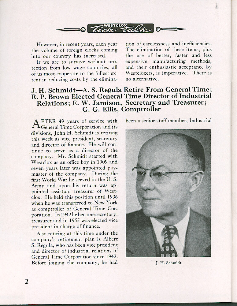 Westclox Tick Talk, March 1958, Vol. 43 No. 3 > 2. Corporate: Marketing: "Office Of Defense Mobilization Calls Our Industry Nonessential"