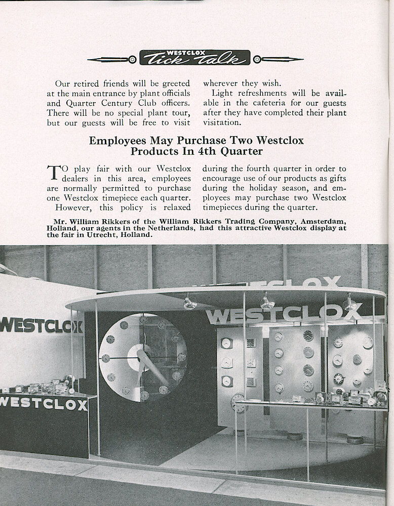 Westclox Tick Talk, October 1958, Vol. 43 No. 7 > 2. Personnel: "Employees May Purchase Two Westclox Products In 4th Quarter"