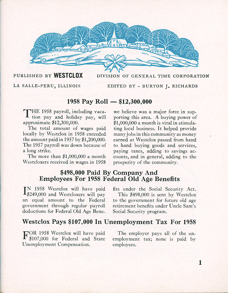 Westclox Tick Talk, December 1958, Vol. 43 Christmas Issue > 1