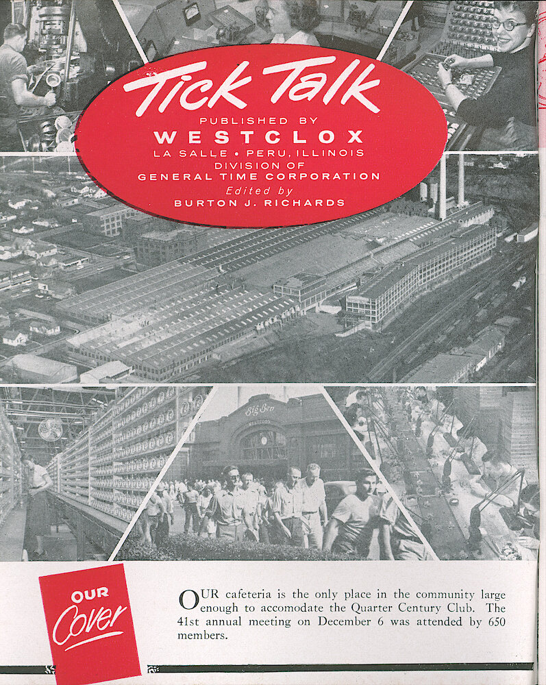 Westclox Tick Talk, February 1959. Cover Caption: Quarter Century Club Meeting December 6, 1958