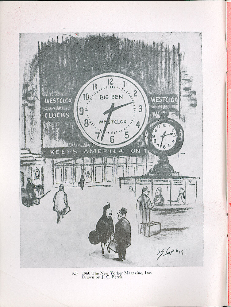 Westclox Tick Talk, March 1960, Vol. 45 No. 2. Marketing: A Drawing From The New Yorker Magazine Showing The Giant Big Ben.