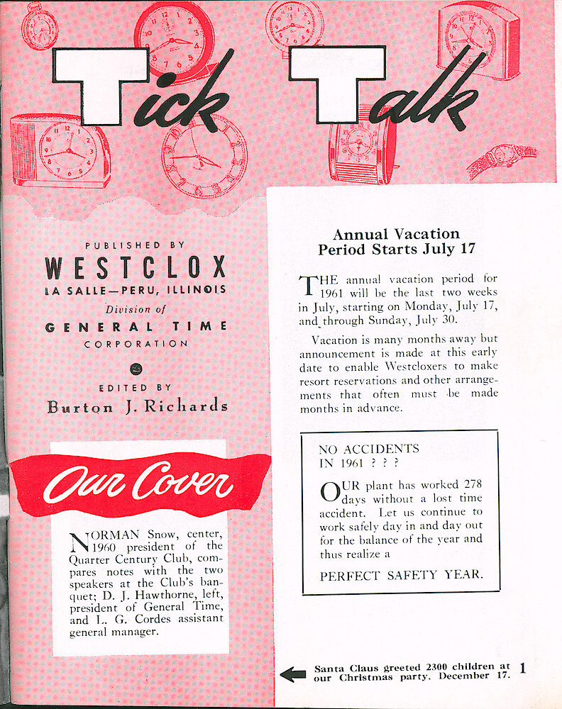 Westclox Tick Talk January 1961, Vol. 46 No. 1 > 1