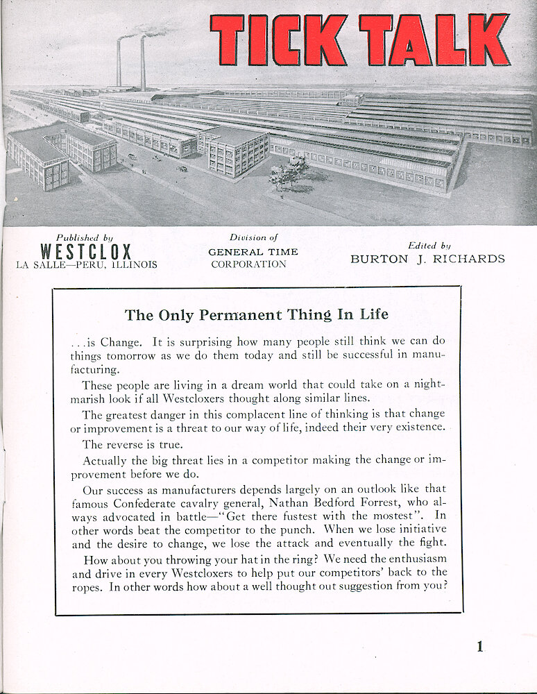 Westclox Tick Talk June-July 1961, Vol. 46 No. 4 > 1