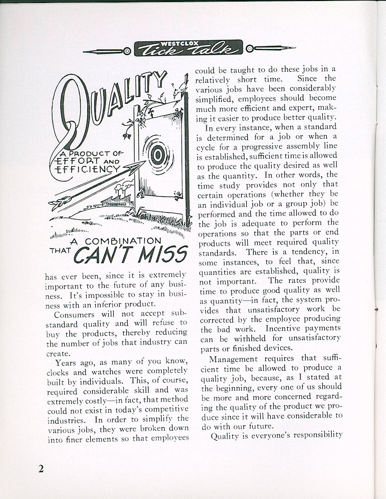 Westclox Tick Talk April 1962, Vol. 47 No. 2 > 2. Manufacturing: Marketing: "Quality And Our Future"