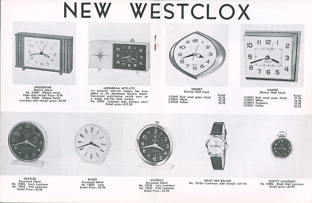 Westclox Tick Talk April 1962, Vol. 47 No. 2 > 14-15. New Model: America Style 7 (Small Alarm Hand Shown).