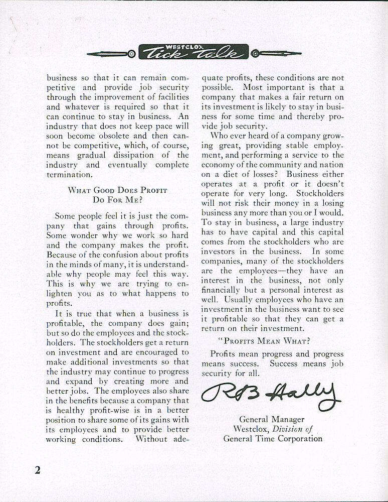 Westclox Tick Talk May 1962, Vol. 47 No. 3 > 2. Marketing: "Profits Mean What"