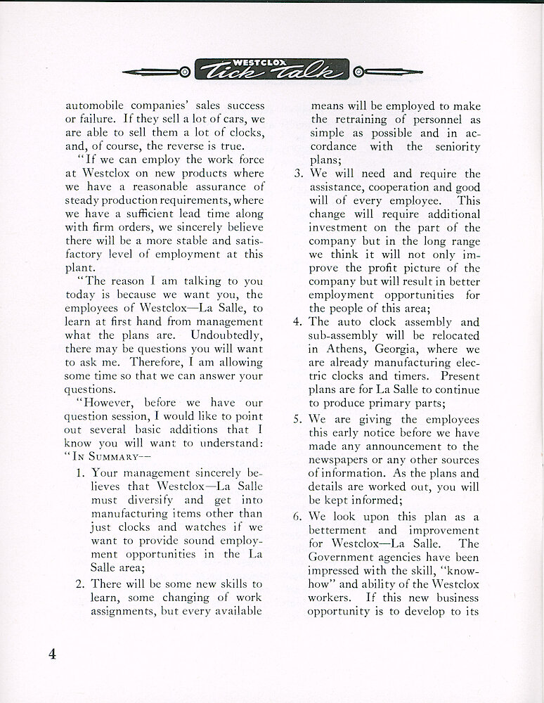 Westclox Tick Talk August 1962 > 4. Corporate: "Westclox Announces Expanded Defense Opportunities"