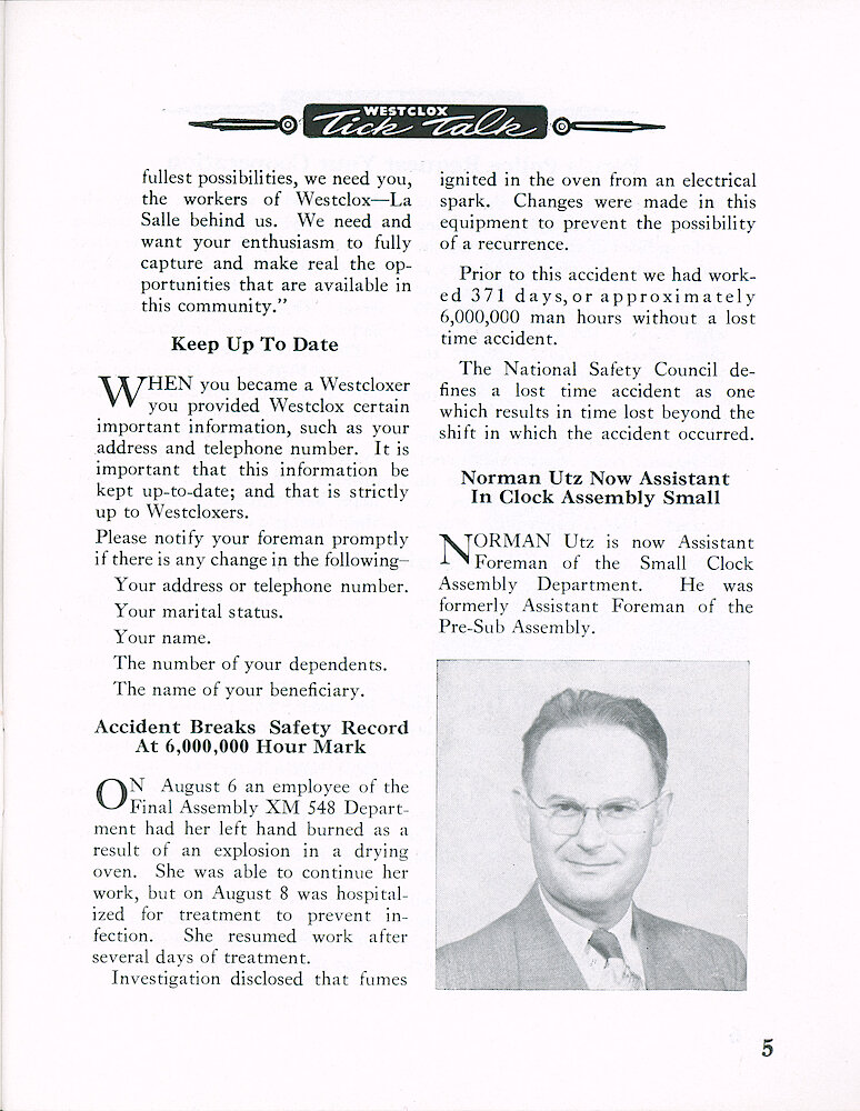 Westclox Tick Talk August 1962 > 5. Corporate: "Westclox Announces Expanded Defense Opportunities"