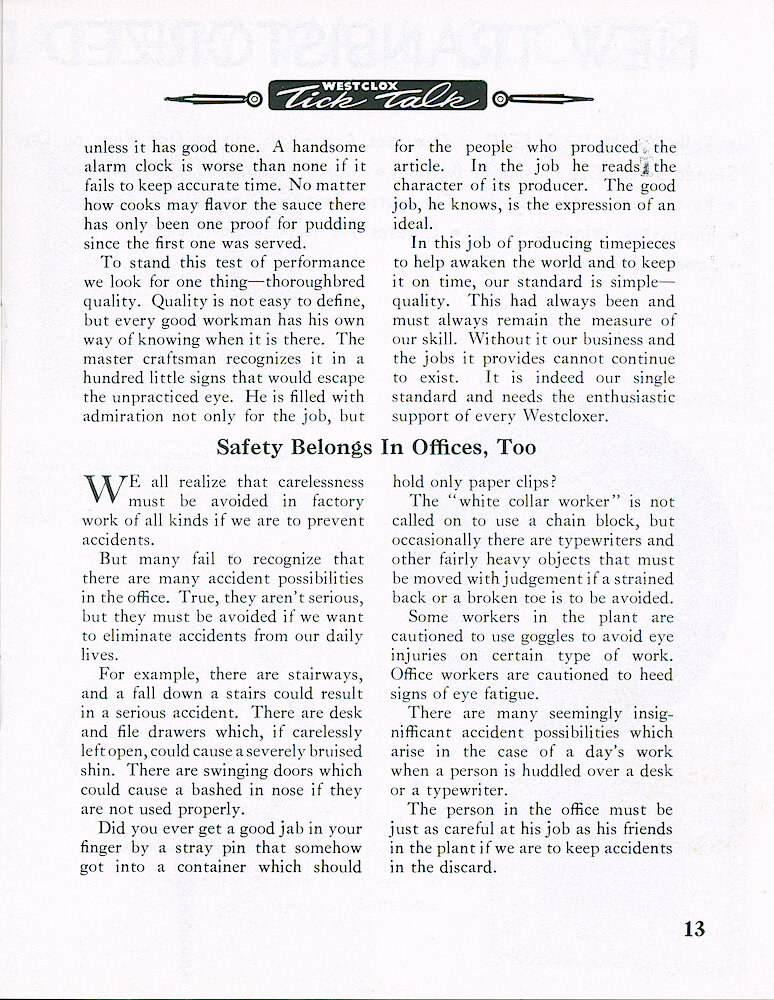 Westclox Tick Talk August 1962 > 13. Marketing: "Westcloxers Have Great Responsibility In Producing Products That Awaken The World"