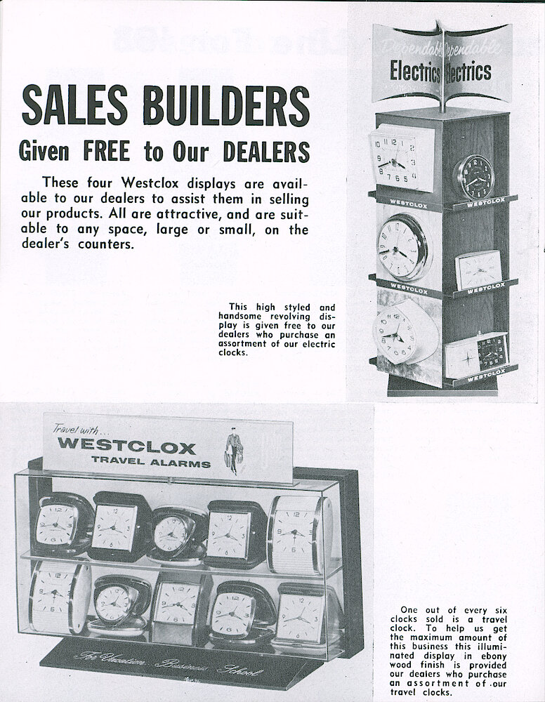 Westclox Tick Talk February 1963 > 16. Marketing: Displays Of Travel Clocks And Electric Clocks.