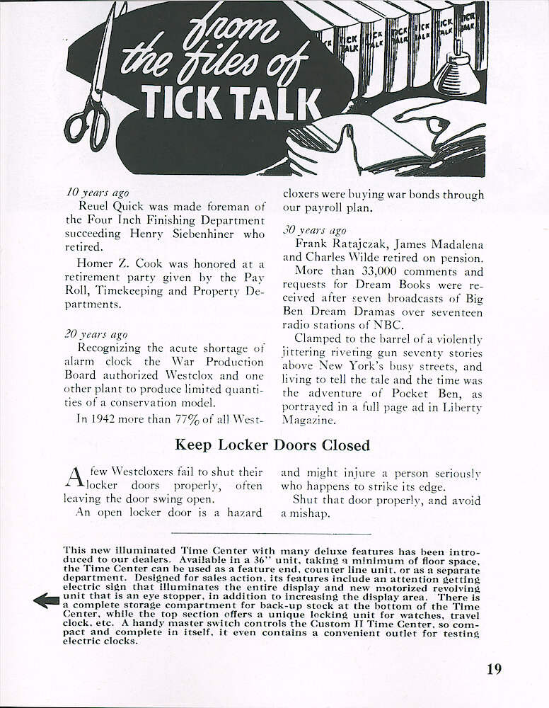 Westclox Tick Talk February 1963 > 19. Picture Caption: For The Illuminated Time Center Pictured On Page 18.