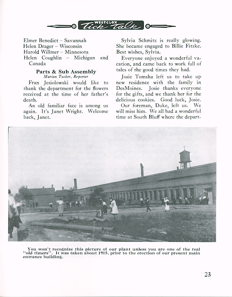 Westclox Tick Talk August 1963 > 23. Historic Picture: Taken Around 1915, Before The Main Entrance Was Built.