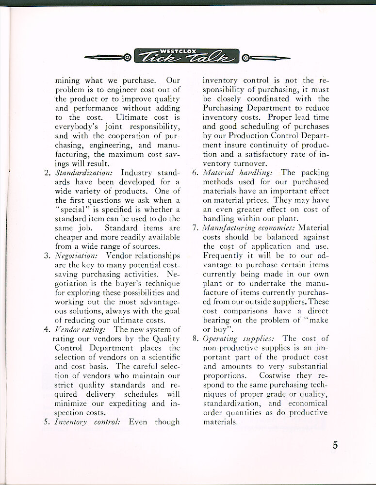 Westclox Tick Talk April 1964 > 5. Factory: "Our Purchasing Department"