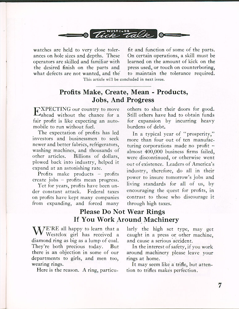 Westclox Tick Talk May 1964 > 7. Manufacturing: "Manufacturing Departments In Review"