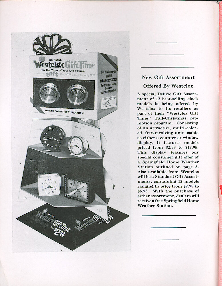 Westclox Tick Talk September 1964. Marketing: "New Gift Assortment Offered By Westclox"