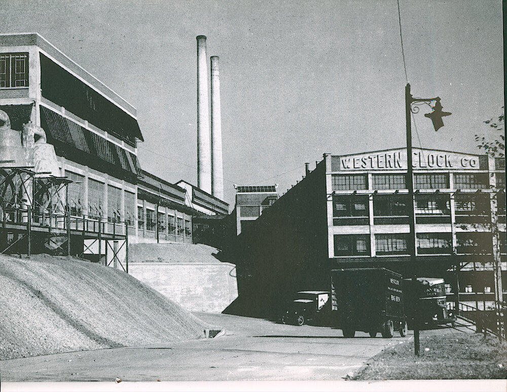 Westclox Tick Talk September 1964 > 25. Historical Picture: "Here Is A View Of Our Plant Seldom Seen By Most Westcloxers. The Camera&039;s Eye Was Pointed Eastward From The Driveway Back Of The Buffing Department." Caption On Page 24.