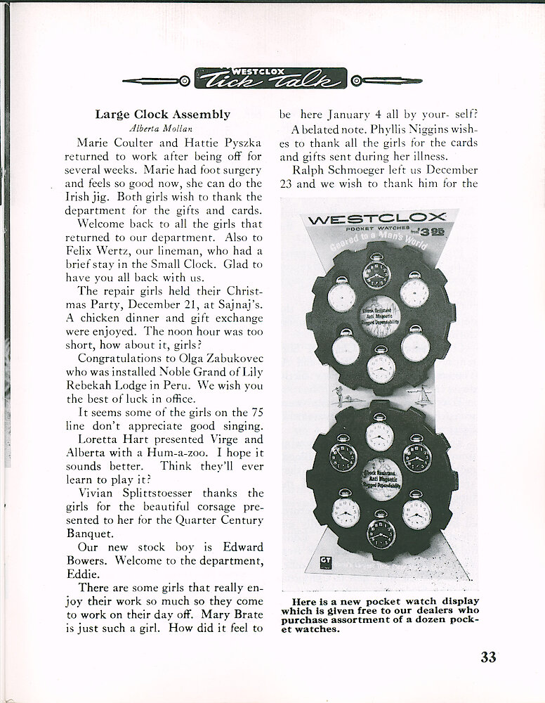 Westclox Tick Talk January-February 1965 > 33. Marketing: New Pocket Watch Display.